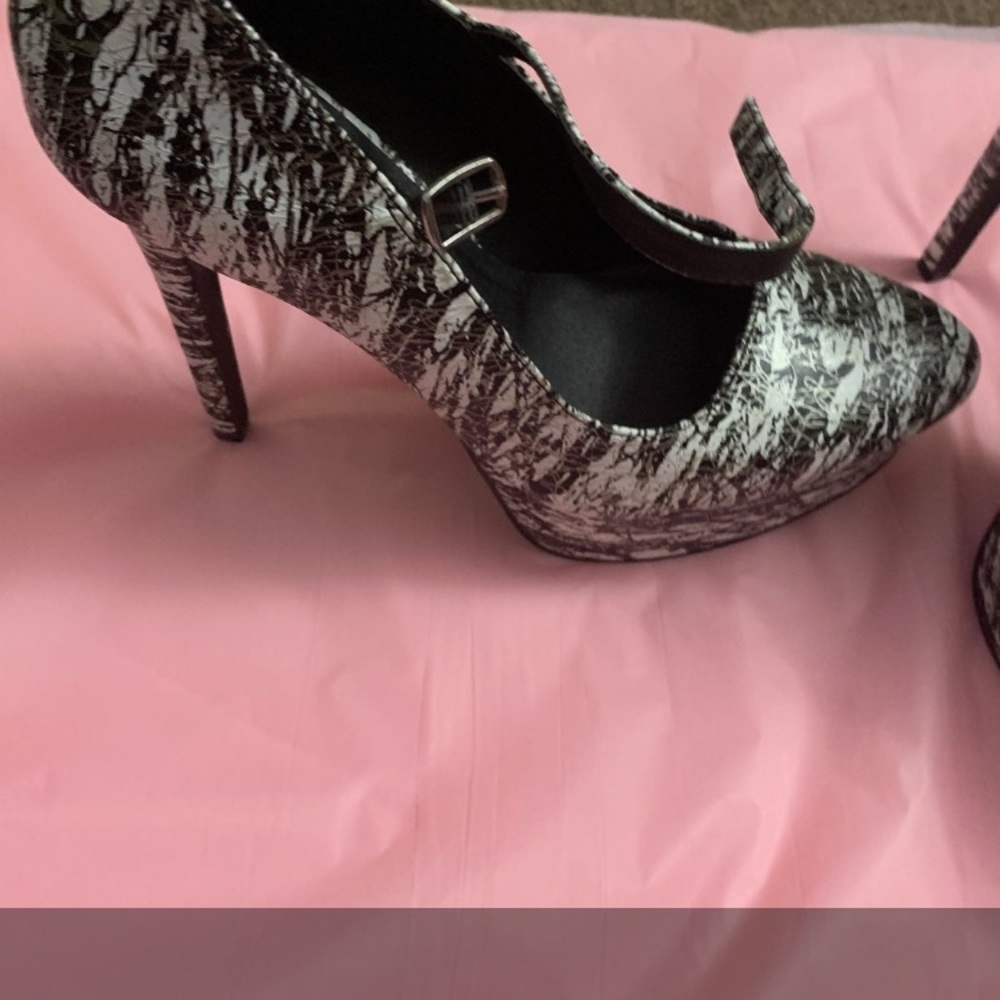 Black and white heels